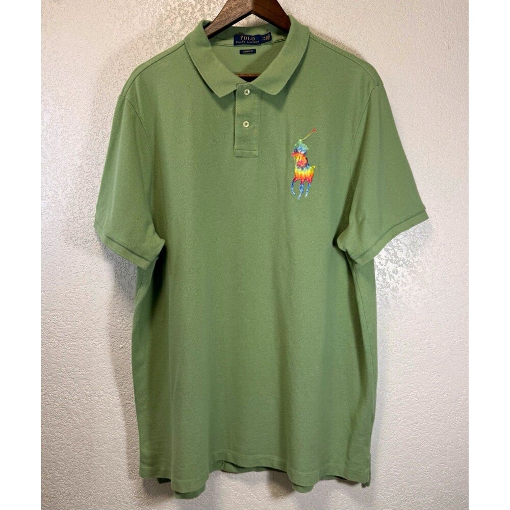 Polo Ralph Lauren Men’s 2XL Green Classic Fit Multicolor Big Pony Polo Shirt